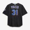 Mike Piazza New York Mets Mitchell & Ness Big & Tall Cooperstown Mesh Batting Practice Jersey - Black - Detail View