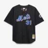 Mike Piazza New York Mets Mitchell & Ness Big & Tall Cooperstown Mesh Batting Practice Jersey - Black - Side View