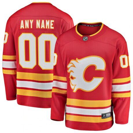 Calgary Flames Fashion7 Home Breakaway Custom Jersey - Red - Front View