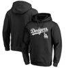 Los Angeles Dodgers Team Lockup Fitted Pullover Hoodie - Black - Front View