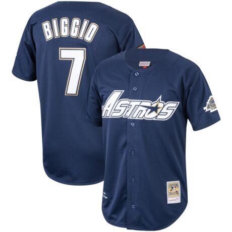 Craig Biggio Houston Astros Mitchell & Ness Cooperstown Collection 1994 Authentic Jersey - Navy - Front View