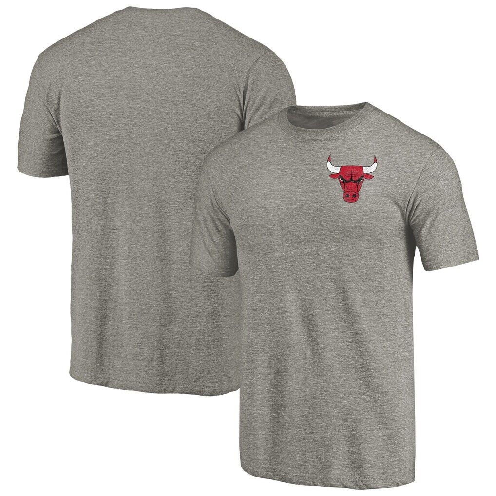 Chicago Bulls Primary Logo Left Chest Distressed Tri-Blend T-Shirt