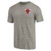Chicago Bulls Primary Logo Left Chest Distressed Tri-Blend T-Shirt - Gray - Side View