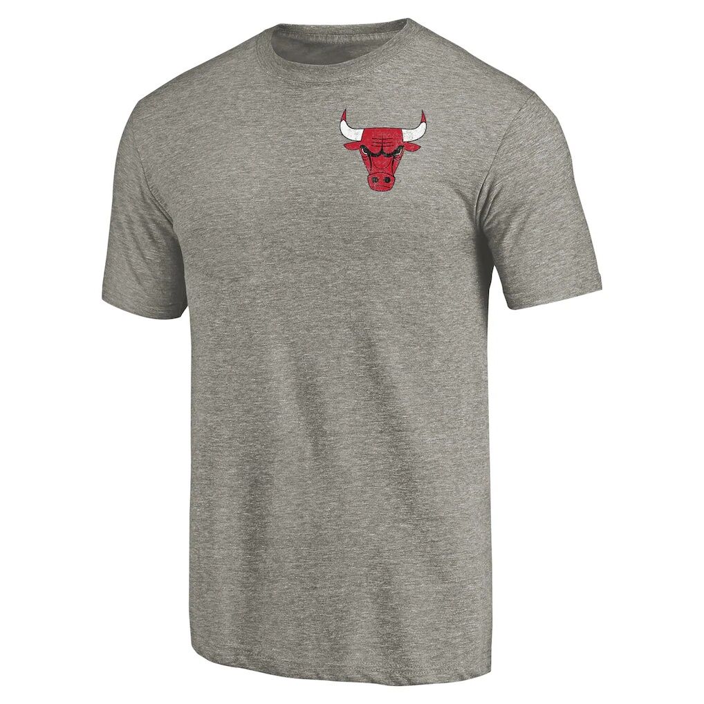 Chicago Bulls Primary Logo Left Chest Distressed Tri-Blend T-Shirt