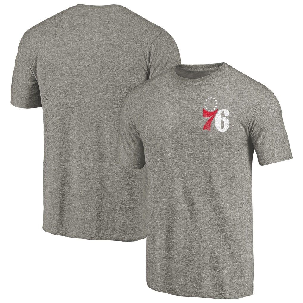 Philadelphia 76ers Primary Logo Left Chest Distressed Tri-Blend T-Shirt