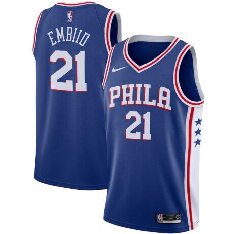 Joel Embiid Philadelphia 76ers Nike 2019/2020 Swingman Jersey - Icon Edition - - Front View