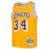 Shaquille O'Neal Los Angeles Lakers Mitchell & Ness Youth Swingman Throwback Jersey - Gold - Side View