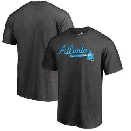 Atlanta Braves Blue Wordmark T-Shirt - Heathered Charcoal