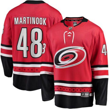 Jordan Martinook Carolina Hurricanes Fashion7 Alternate Breakaway Player Jersey - Red - Front View