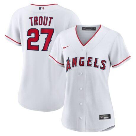Mike Trout Los Angeles Angels Nike Women's Home Replica Player Jersey - White - Front View