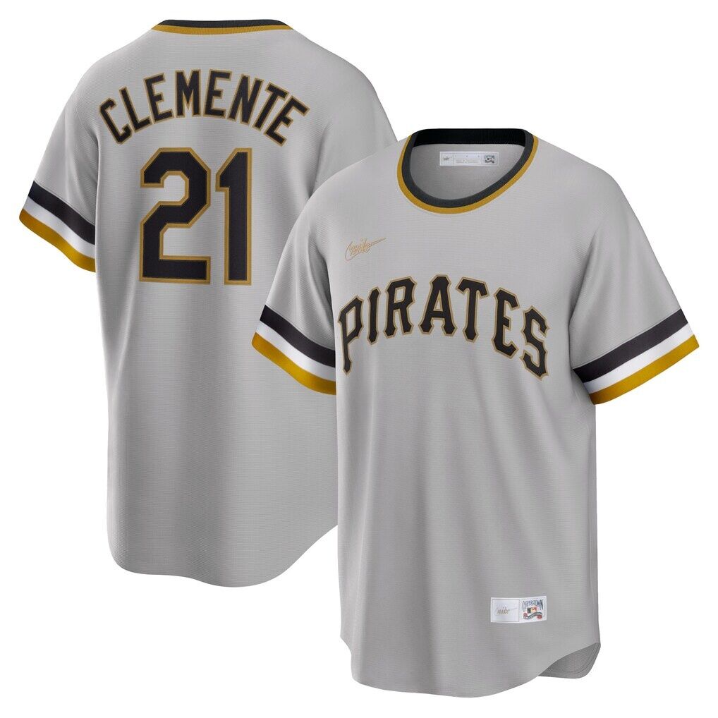 Roberto Clemente Pittsburgh Pirates Nike Road Cooperstown Collection Player Jersey