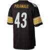 Troy Polamalu Pittsburgh Steelers Mitchell & Ness Legacy Replica Jersey - Black - Detail View