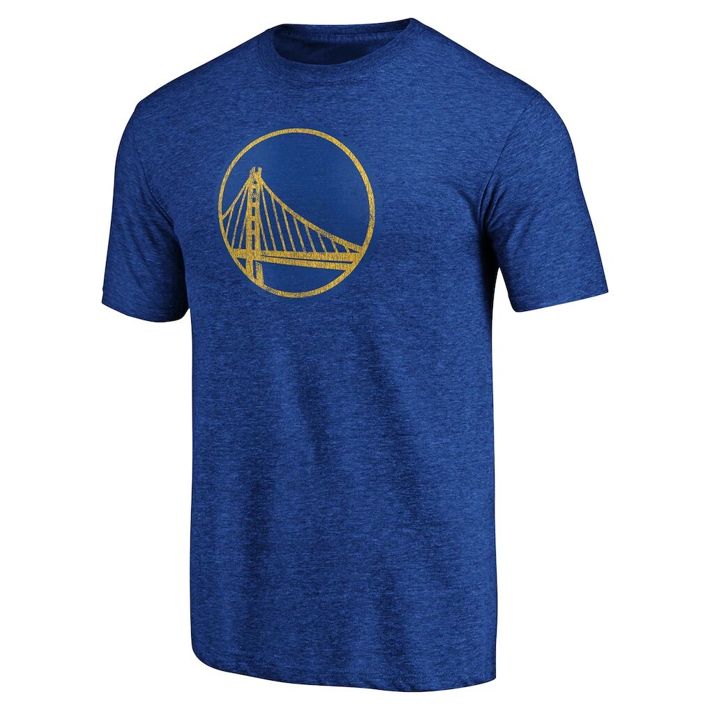 Golden State Warriors Distressed Primary Logo Tri-Blend T-Shirt – Royal