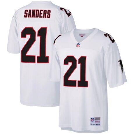 Deion Sanders Atlanta Falcons Mitchell & Ness Legacy Replica Jersey - White - Front View