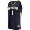 Zion Williamson New Orleans Pelicans Fashion7 Fast Break Replica Jersey Navy - - Side View