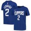 Kawhi Leonard LA Clippers Nike Youth Icon Edition Name & Number Performance T-Shirt - Blue - Back View