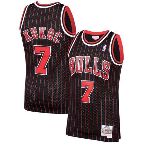 Toni Kukoc Chicago Bulls Mitchell & Ness 1995/96 Hardwood Classics Swingman Jersey - Black - Front View