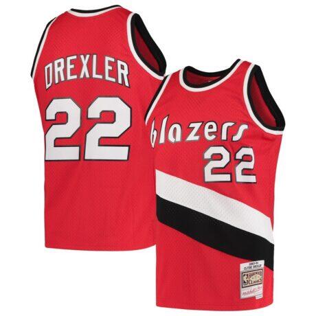 Clyde Drexler Portland Trail Blazers Mitchell & Ness 1983/84 Hardwood Classics Swingman Jersey - Red - Front View