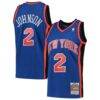 Larry Johnson New York Knicks Mitchell & Ness 1998/99 Hardwood Classics Swingman Jersey - Blue - Front View
