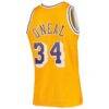 Shaquille O'Neal Los Angeles Lakers Mitchell & Ness Hardwood Classics Swingman Jersey - Gold - Detail View
