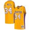 Shaquille O'Neal Los Angeles Lakers Mitchell & Ness Hardwood Classics Swingman Jersey - Gold - Front View