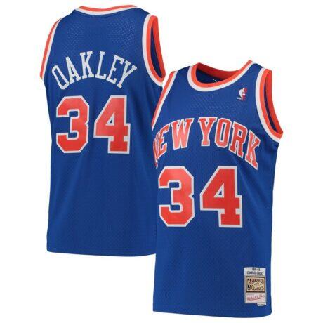 Charles Oakley New York Knicks Mitchell & Ness Hardwood Classics Swingman Jersey - Blue - Front View