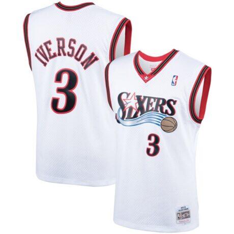 Allen Iverson Philadelphia 76ers Mitchell & Ness Hardwood Classics Swingman Jersey - White - Front View