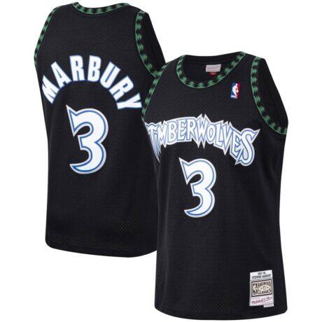 Stephon Marbury Minnesota Timberwolves Mitchell & Ness 1997/98 Hardwood Classics Swingman Jersey - Black - Front View