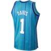 Baron Davis Charlotte Hornets Mitchell & Ness 1999/00 Hardwood Classics Swingman Jersey - Teal - Detail View
