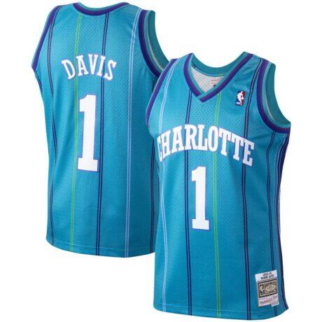 Baron Davis Charlotte Hornets Mitchell & Ness 1999/00 Hardwood Classics Swingman Jersey - Teal - Front View