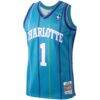 Baron Davis Charlotte Hornets Mitchell & Ness 1999/00 Hardwood Classics Swingman Jersey - Teal - Side View