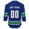 Vancouver Canucks Youth Replica Custom Jersey - Blue - Detail View
