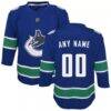 Vancouver Canucks Youth Replica Custom Jersey - Blue - Front View