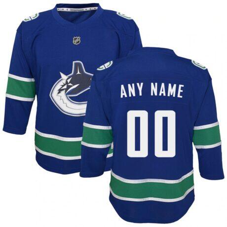 Vancouver Canucks Youth Replica Custom Jersey - Blue - Front View