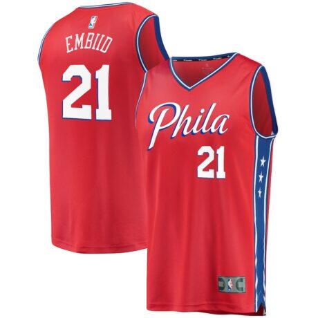 Joel Embiid Philadelphia 76ers Fashion7 Youth 2019/20 Fast Break Replica Player Team Jersey - Red - Front View