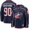 Elvis Merzlikins Columbus Blue Jackets Fashion7 Home Breakaway Player Jersey - Navy - Front View