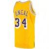 Shaquille O'Neal Los Angeles Lakers Mitchell & Ness 1996/97 Hardwood Classics Authentic Jersey - Gold - Detail View