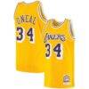 Shaquille O'Neal Los Angeles Lakers Mitchell & Ness 1996/97 Hardwood Classics Authentic Jersey - Gold - Front View