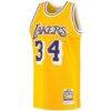 Shaquille O'Neal Los Angeles Lakers Mitchell & Ness 1996/97 Hardwood Classics Authentic Jersey - Gold - Side View