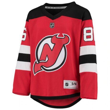 Jack Hughes New Jersey Devils Youth Home Player Replica Jersey - Red - Front View