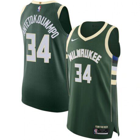 Giannis Antetokounmpo Milwaukee Bucks Nike Authentic Jersey - Icon Edition - - Front View