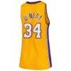 Shaquille O'Neal Los Angeles Lakers Mitchell & Ness Women's 1999/00 Hardwood Classics Swingman Jersey - Gold - Detail View
