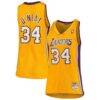 Shaquille O'Neal Los Angeles Lakers Mitchell & Ness Women's 1999/00 Hardwood Classics Swingman Jersey - Gold - Front View