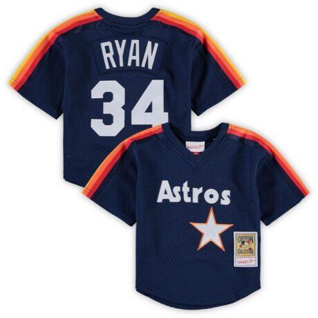 Nolan Ryan Houston Astros Mitchell & Ness Preschool & Toddler Cooperstown Collection Mesh Batting Practice Jersey - Navy - Front View