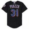 Mike Piazza New York Mets Mitchell & Ness Preschool & Toddler Cooperstown Collection Mesh Jersey - Black - Detail View