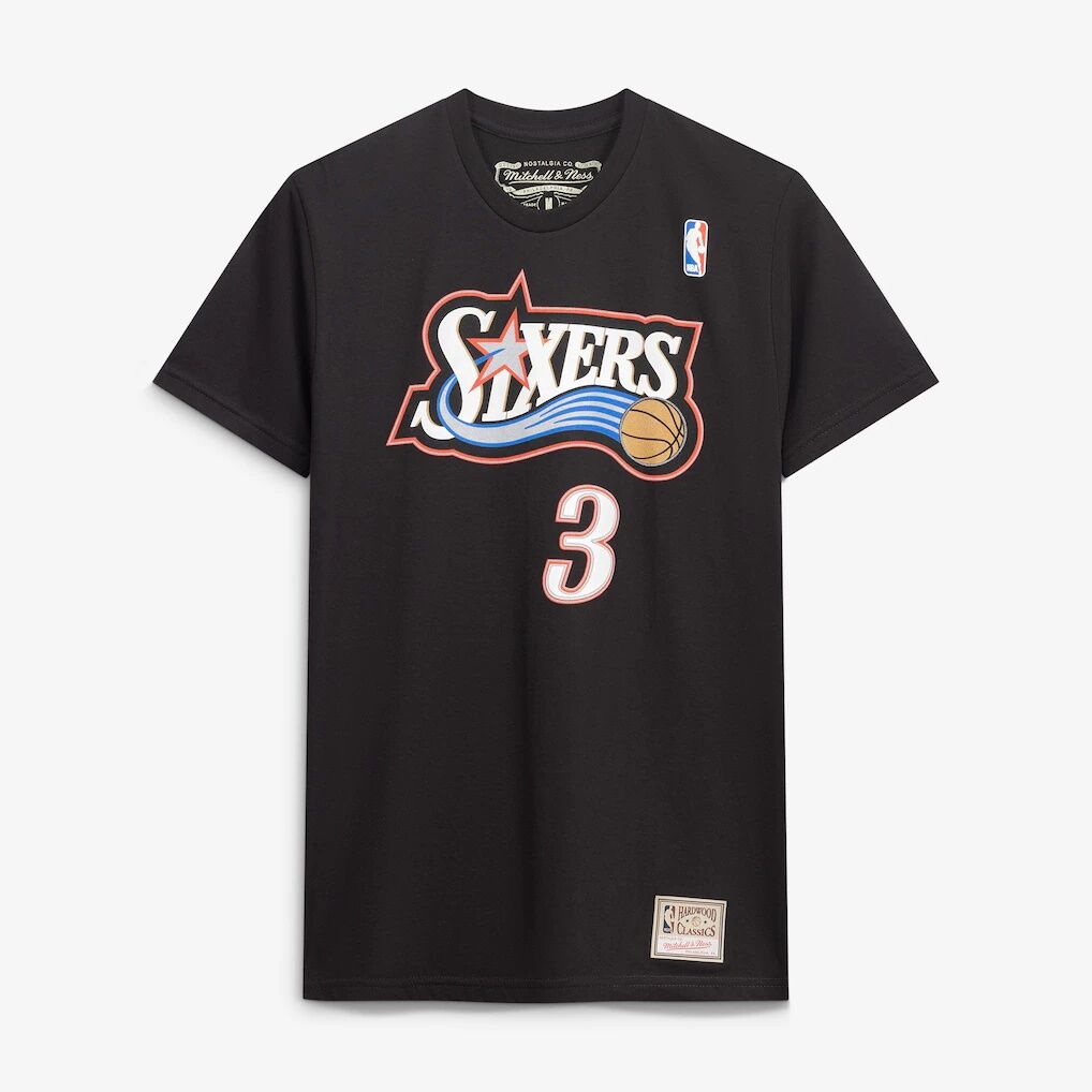Allen Iverson Philadelphia 76ers Mitchell & Ness Hardwood Classics Stitch Name & Number T-Shirt