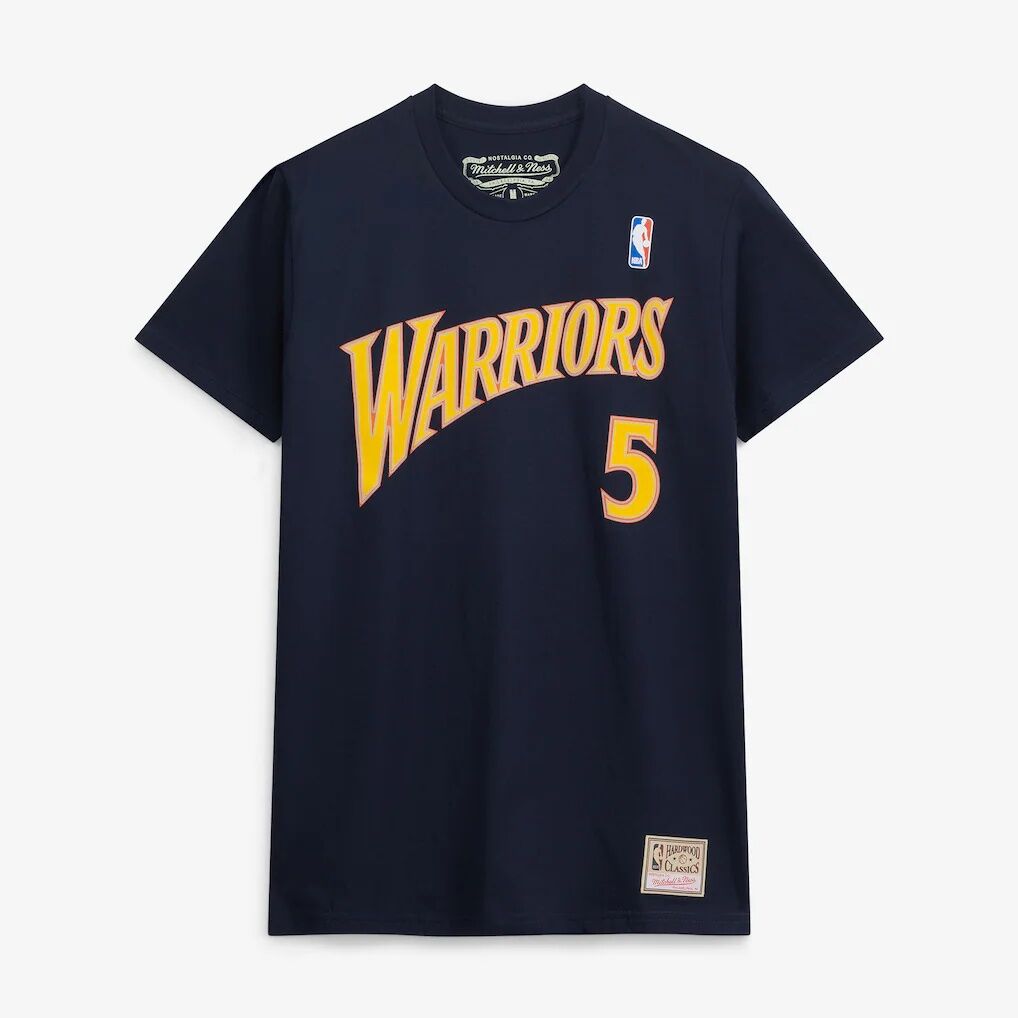 Baron Davis Golden State Warriors Mitchell & Ness Hardwood Classics Stitch Name & Number T-Shirt