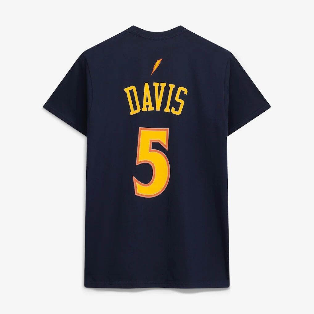 Baron Davis Golden State Warriors Mitchell & Ness Hardwood Classics Stitch Name & Number T-Shirt
