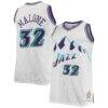 Karl Malone Utah Jazz Mitchell & Ness 1996/97 Big & Tall Hardwood Classics Swingman Jersey - White - Front View