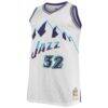 Karl Malone Utah Jazz Mitchell & Ness 1996/97 Big & Tall Hardwood Classics Swingman Jersey - White - Side View